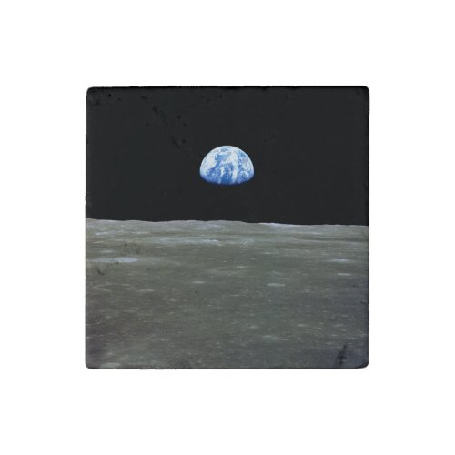 Earth from Moon in Black Space Earthrise Stone Magnet