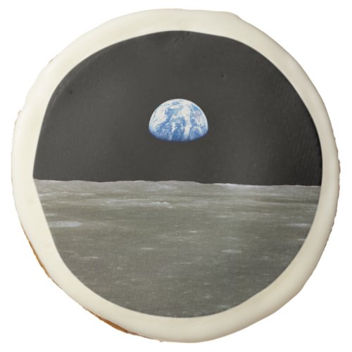 Earth from Moon in Black Space Earthrise Sugar Cookie