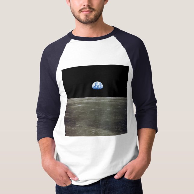 Earth from Moon in Black Space: Earthrise T-Shirt (Front)