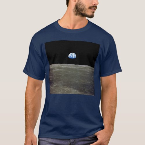 Earth from Moon in Black Space Earthrise T_Shirt