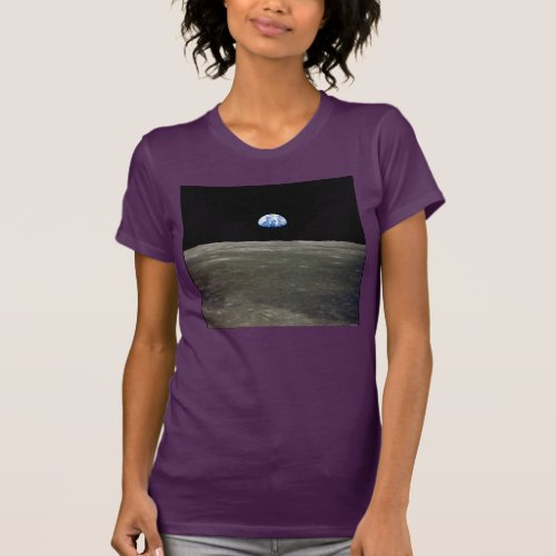 Earth from Moon in Black Space Earthrise T_Shirt