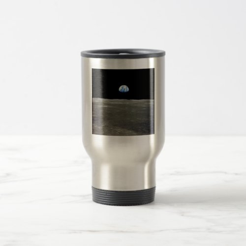 Earth from Moon in Black Space Earthrise Travel Mug