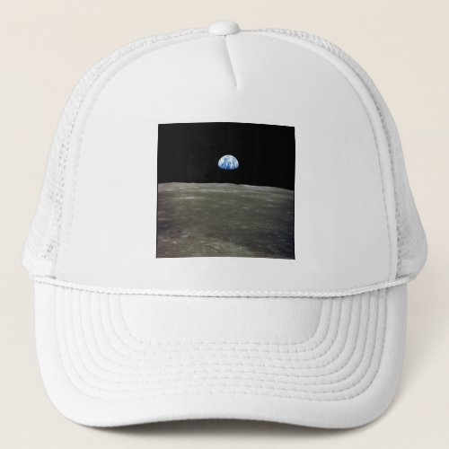 Earth from Moon in Black Space Earthrise Trucker Hat