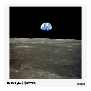 Earth from Moon in Black Space: Earthrise Wall Decal