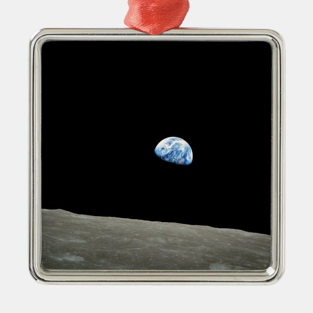 earth from moon space universe metal ornament (Front)