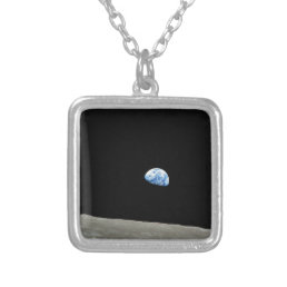 earth from moon space universe silver plated necklace