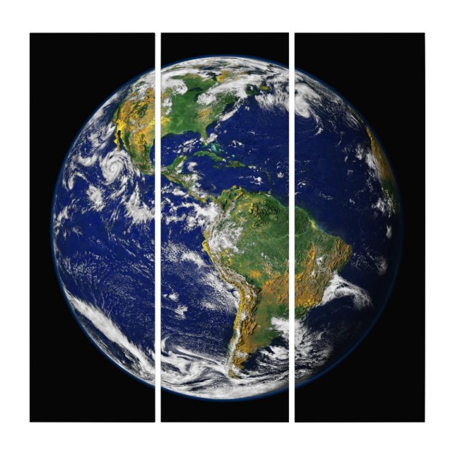 EARTH FROM SPACE Custom Photo HD Acrylic Triptych (Front)