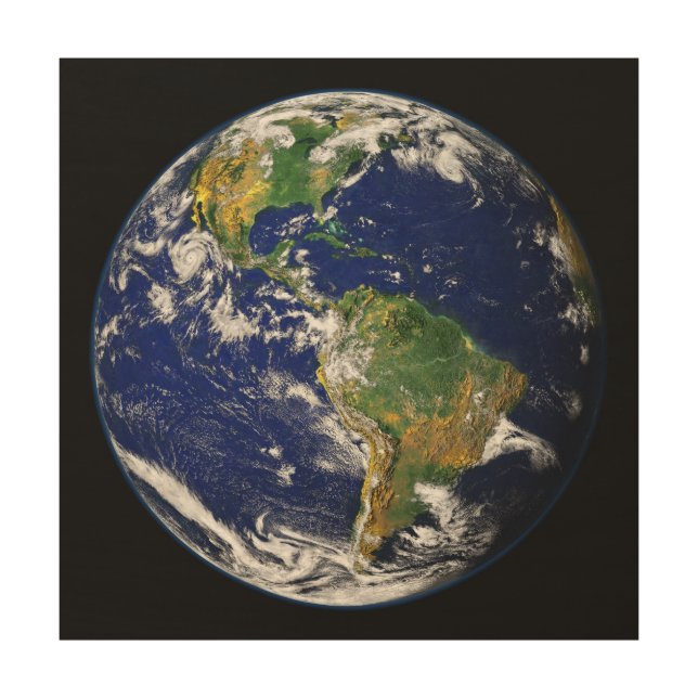 EARTH FROM SPACE Custom Photography Wood Wall Art (Front)