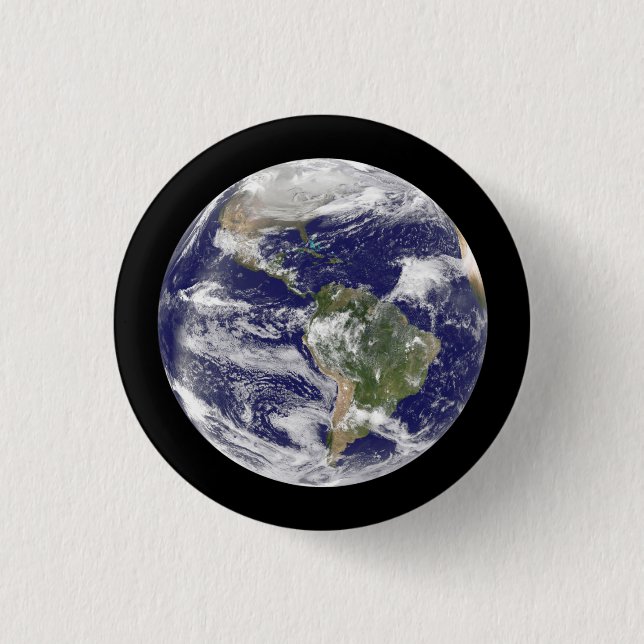 Earth from Space Photographic Round Globe Button (Front)