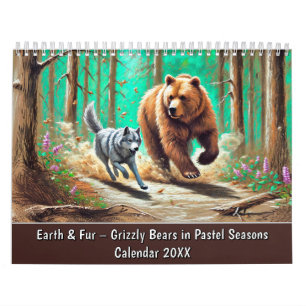Earth & Fur – Grizzly Bears in Pastel Seasons Calendar