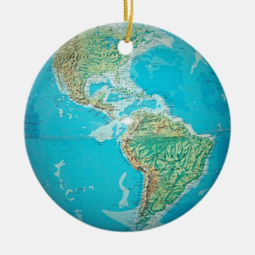 Earth Globe 1  2 Ceramic Ornament