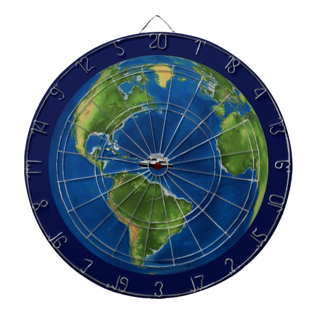 Earth Globe and Ship on Blue Dart Board (Front)