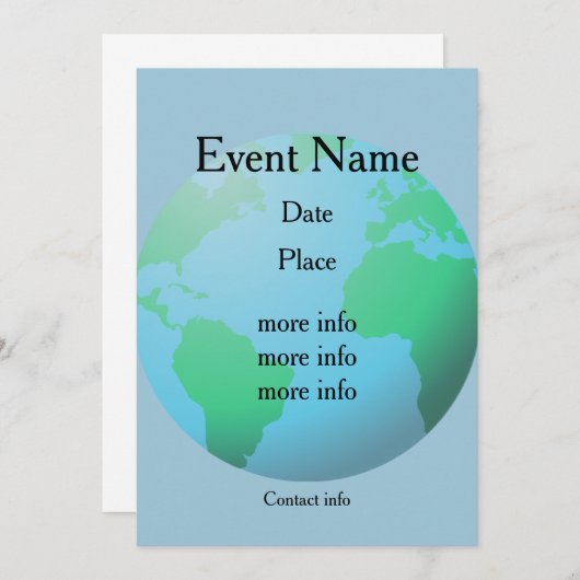 Earth globe background custom text (Front/Back)
