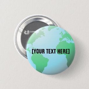 Earth Globe Background Custom Text Button
