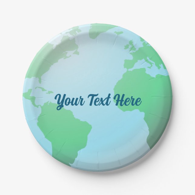 Earth Globe Background with any Text Paper Plates (Front)
