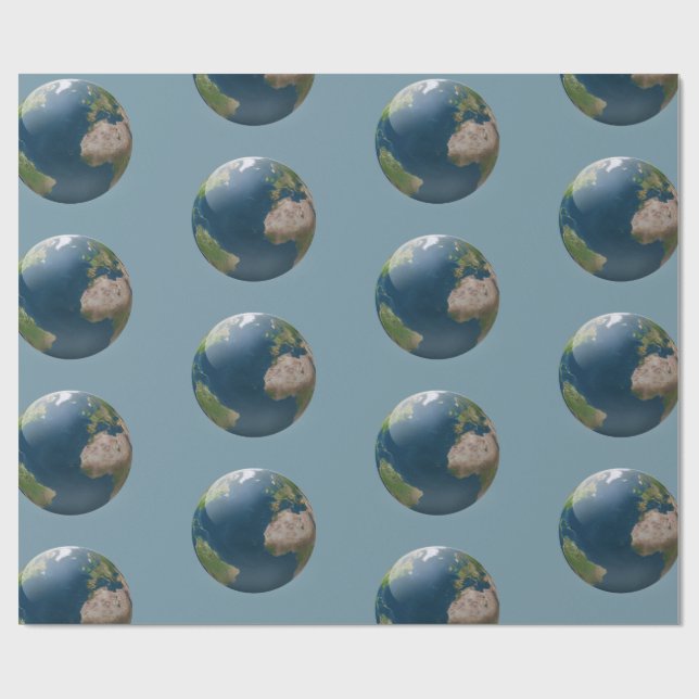 Earth globe customizable background wrapping paper (Flat)