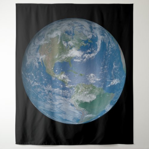 Earth globe with photo taken from space tapestry