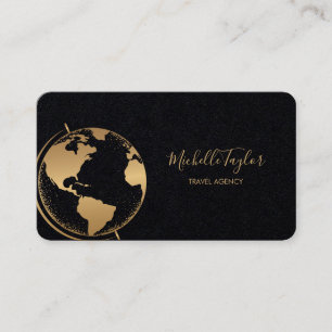 Earth Globe Word Map Travel Agency Agent QR code   Business Card