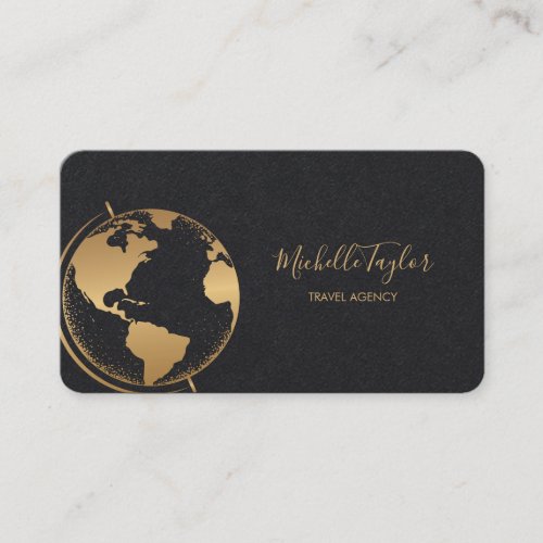 Earth Globe Word Map Travel Agency Agent QR code   Business Card