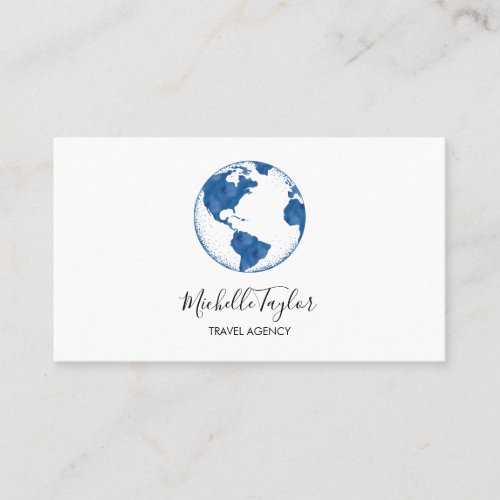 Earth Globe Word Map Travel Agency Agent QR code   Business Card