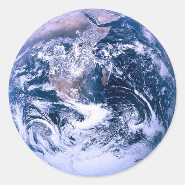 Earth Globe World Blue  Classic Round Sticker (Front)