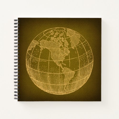 Earth Globe World Map Antique Art Rustic Green Notebook