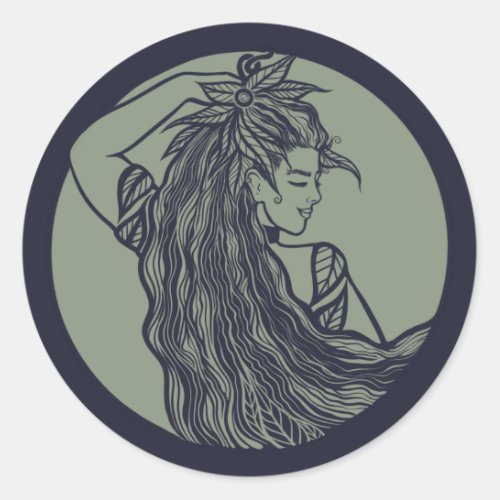 Earth Goddess Green Witch Pagan Druid Witches      Classic Round Sticker