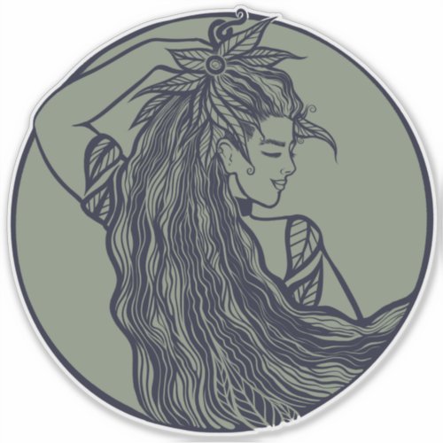 Earth Goddess Green Witch Pagan Druid Witches      Sticker