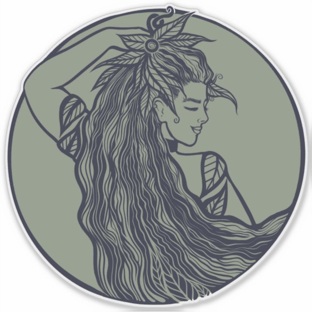 Earth Goddess Green Witch Pagan Druid Witches      Sticker (Front)