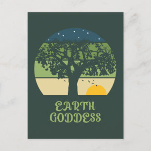 Earth Goddess Vintage Sunset Postcard