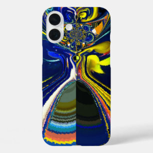 Earth Gold and Cool Blue Fluid Abstract Art Print iPhone 16 Plus Case