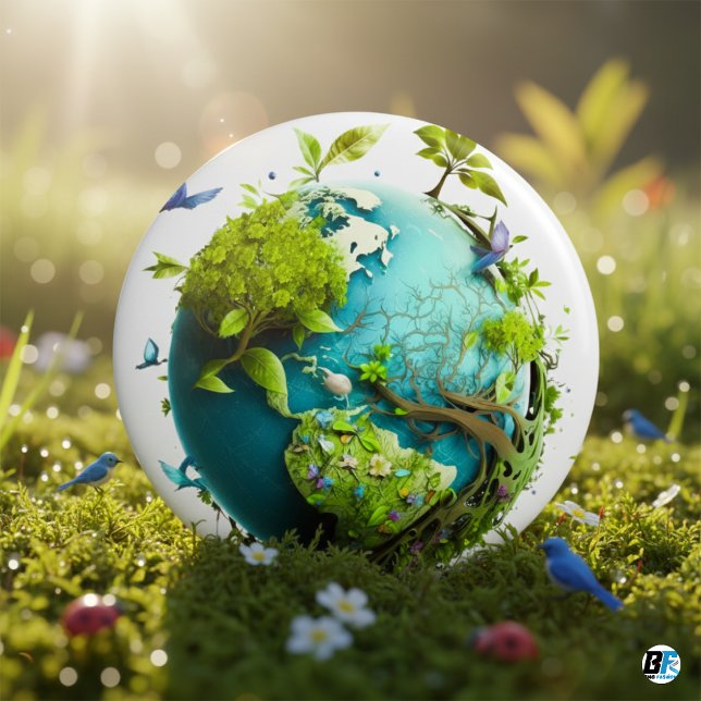 Earth Green "Save Nature"  –Eco-Friendly Awareness Button (Creator Uploaded)