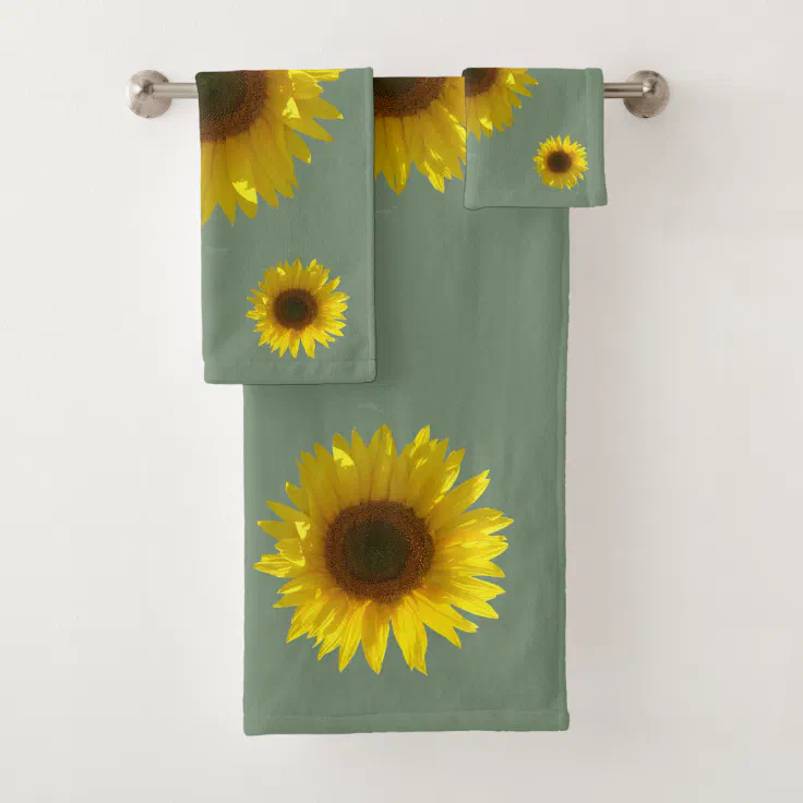 Earth Green Sunflower Bath Towel Set | Zazzle | Decorative Bath Towels