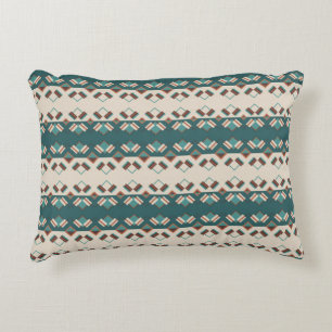 Earth Grid Teal and Brown Accent Pillow