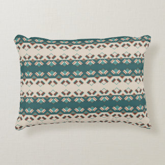 Earth Grid Teal and Brown  Accent Pillow