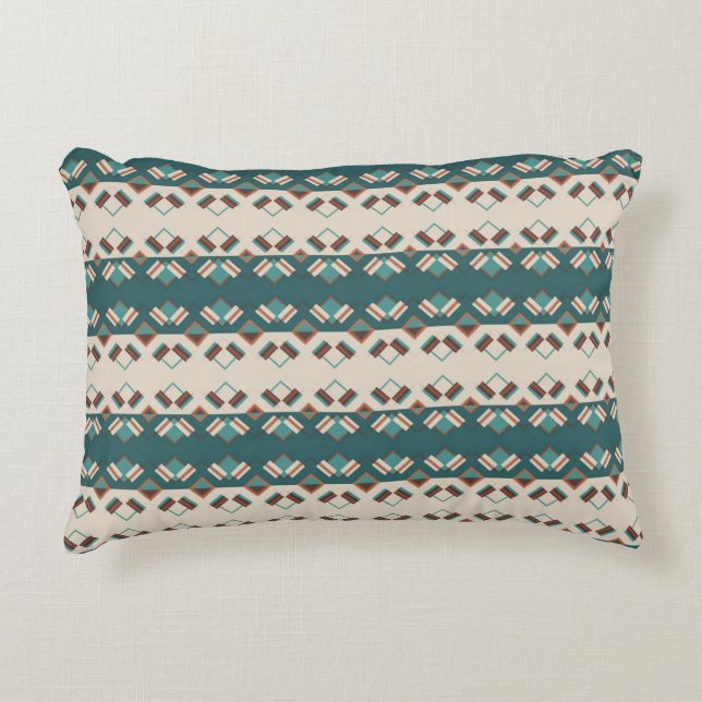 Earth Grid Teal and Brown  Accent Pillow (Front)