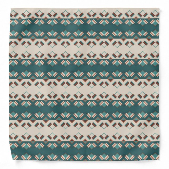 Earth Grid Teal and Brown  Bandana (Front)