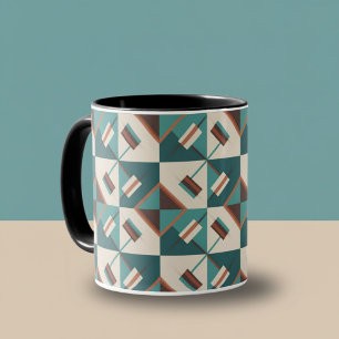 Earth Grid Teal and Brown  Mug