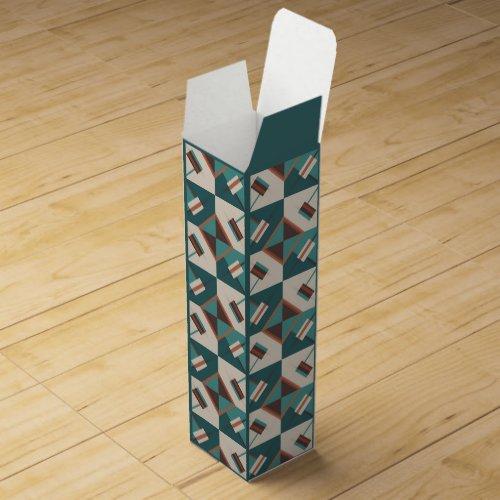 Earth Grid Teal and Brown Wine Box