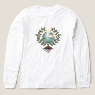 Earth Growing Roots Leaves WHITE ONLY Tri-Blend Shirt