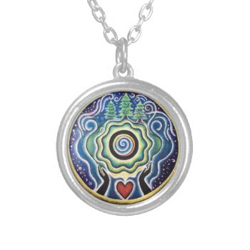 Earth Healing Mandala Pendant Silver Plated Mandal by arteeclectica at Zazzle