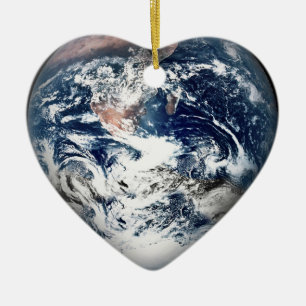 Earth Heart (Add Background Color) Ceramic Ornament