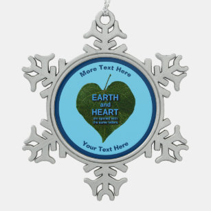 Earth - Heart Anagram Snowflake Pewter Christmas Ornament