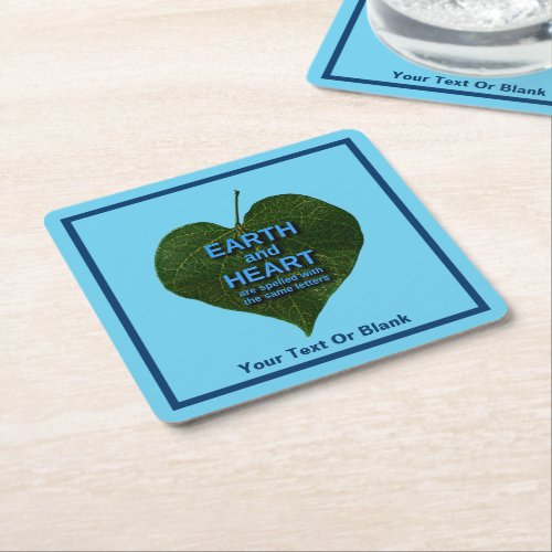 Earth _ Heart Anagram Square Paper Coaster