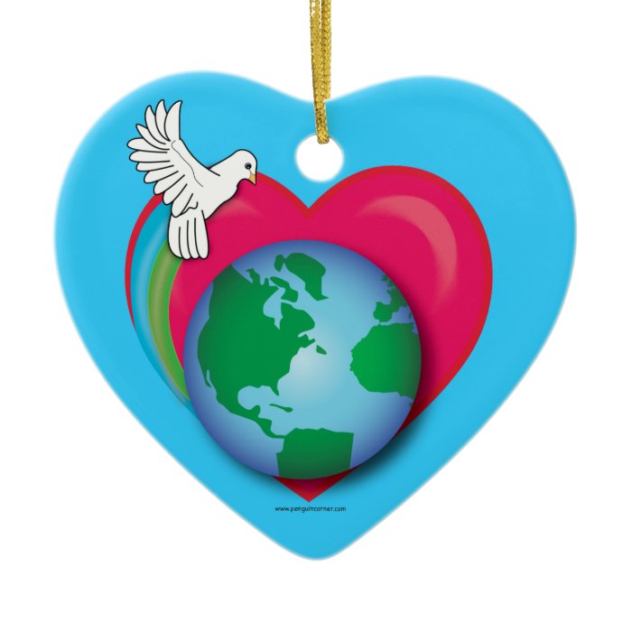 Earth, Heart, and Dove Christmas Ornament