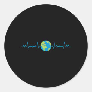 Earth Heartbeat Funny Earth’s Day Save Our Planet Classic Round Sticker
