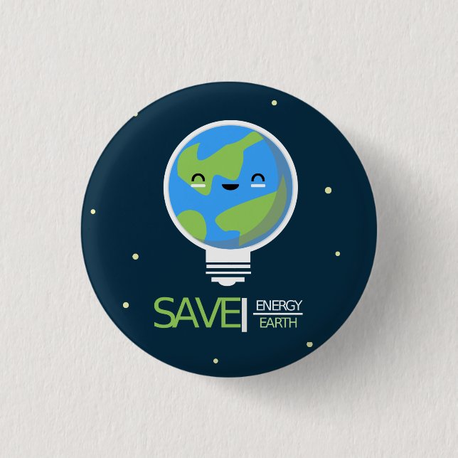 Earth Hour Save Energy Lightbulb Button (Front)