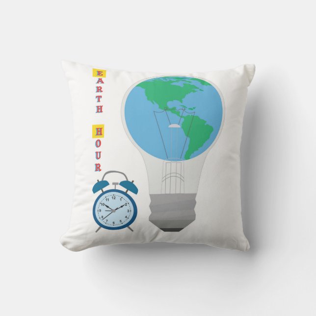 Earth Hour Throw Pillow (Front)