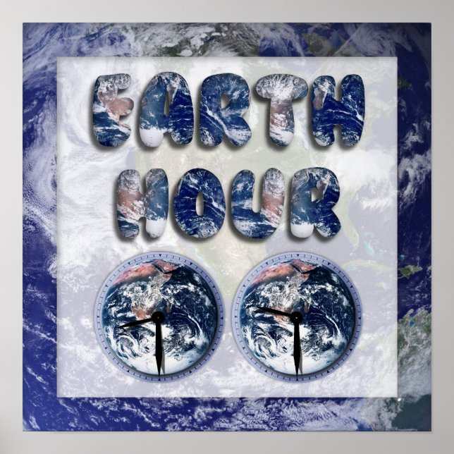 Earth Hour With Clocks Poster (Front)