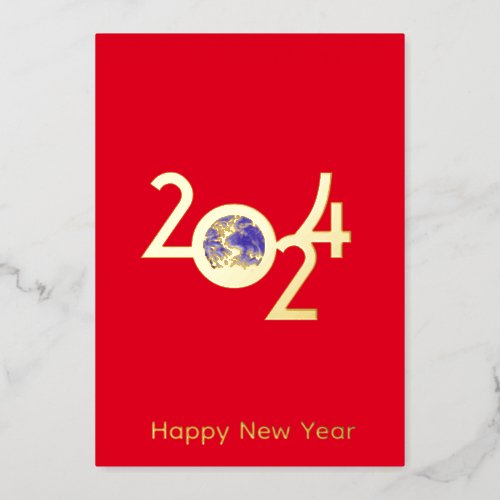 Earth in 2024 _ minimalist design foil invitation